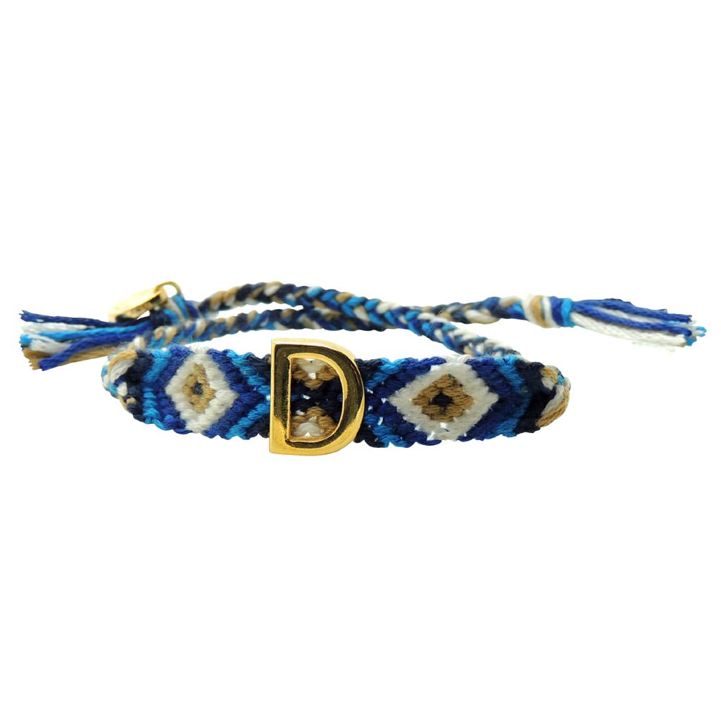 Dana Levy Alphabet Charm Mini Friendship Bracelet - Letter D Blue mix 