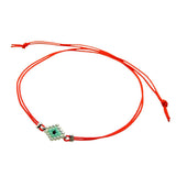 Dana Levy Men's Mini Beaded Evil Eye Charm Cord Bracelet - Silver and Red Cord