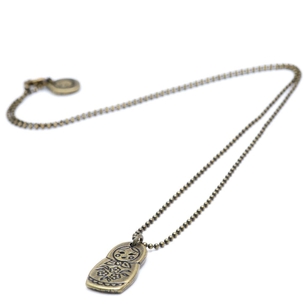 Dana Levy Matryoshka Russian Nesting Doll Ball Chain Necklace - Antique Gold