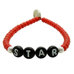 Dana Levy Mens Star Happy Holidays Glass Bracelet - Black Red