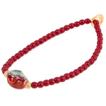 Dana Levy Mini Ceramic Skull Charm Glass Bead Bracelet - Maroon