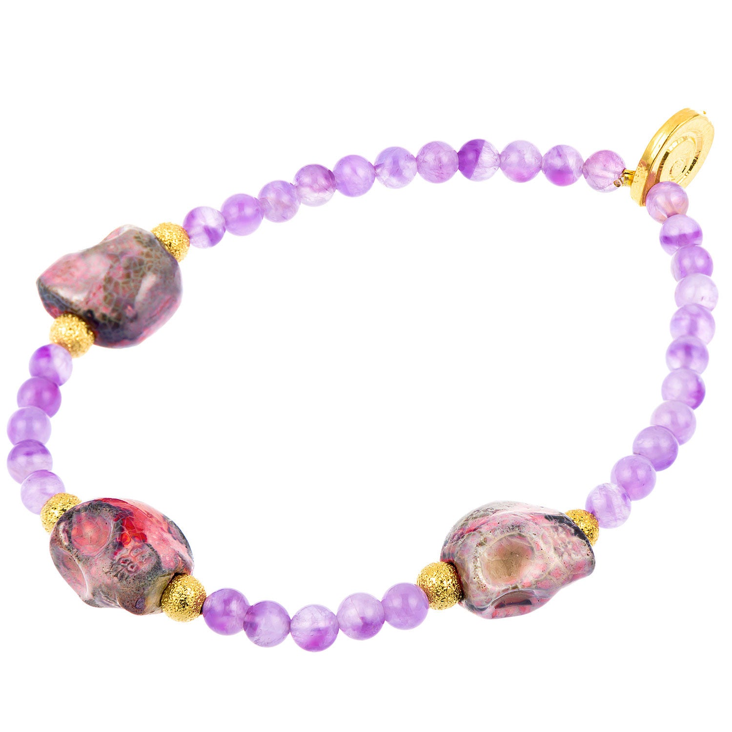 Dana Levy Mini Ceramic Skull Charm Trio Gemstone Bracelet