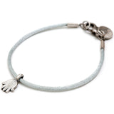 Dana Levy Mini Hamsa Hand Charm Satin Cord Bracelet - Antique Silver and Silver