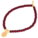 Dana Levy Mini Hamsa Hand Charm Glass Bead Bracelet - Maroon 