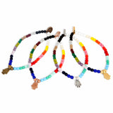 Dana Levy Mini Hamsa Hand Charm Rainbow Glass Bead Bracelet - Group