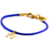 Dana Levy Mini Horseshoe Charm Satin Cord Bracelet - Gold on Purple