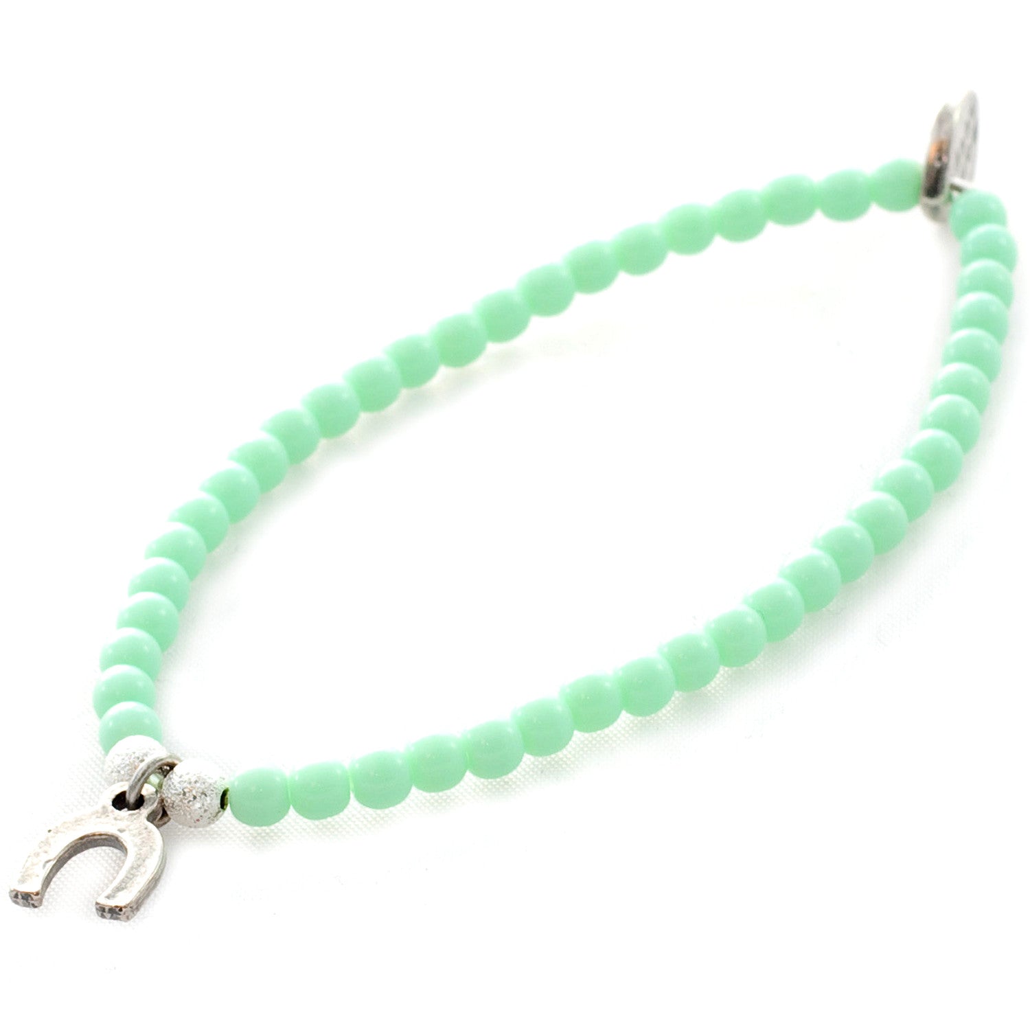 Dana Levy Mini Horseshoe Charm Glass Bead Bracelet - Ant. Silver