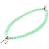 Dana Levy Mini Horseshoe Charm Glass Bead Bracelet - Ant. Silver