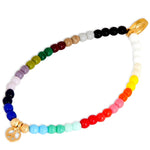 Dana Levy Mini Peace Symbol Charm Rainbow Glass Bead Bracelet - Gold