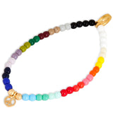 Dana Levy Mini Peace Symbol Charm Rainbow Glass Bead Bracelet