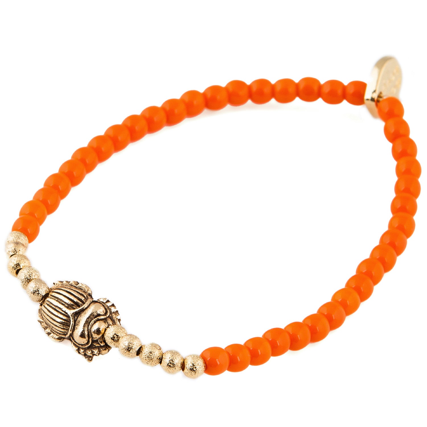 Dana Levy Mini Scarab Beetle Charm Glass Bead Bracelet