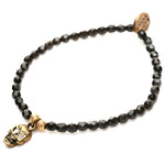 Dana Levy Mini Skull Charm Faceted Glass Bead Bracelet - Antique Gold Jet Black