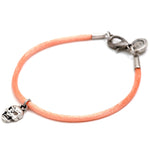 Dana Levy Mini Skull Charm Satin Cord Bracelet - Antique Silver on Peach