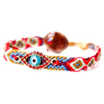 Dana Levy Multicolour Diamante Evil Eye Lucky Charm Friendship Bracelet - Ruby