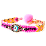 Dana Levy Multicolour Diamante Evil Eye Lucky Charm Friendship Bracelet - Jet Black
