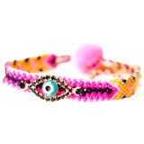 Dana Levy Multicolour Diamante Evil Eye Lucky Charm Friendship Bracelet - Jet Black