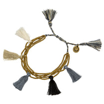 Dana Levy Multi Tassel Bead Drawstring Bracelet - Grey Mix