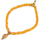Dana Levy Nautilus Sea Shell Charm Faceted Glass Bead Bracelet - Gold Topaz