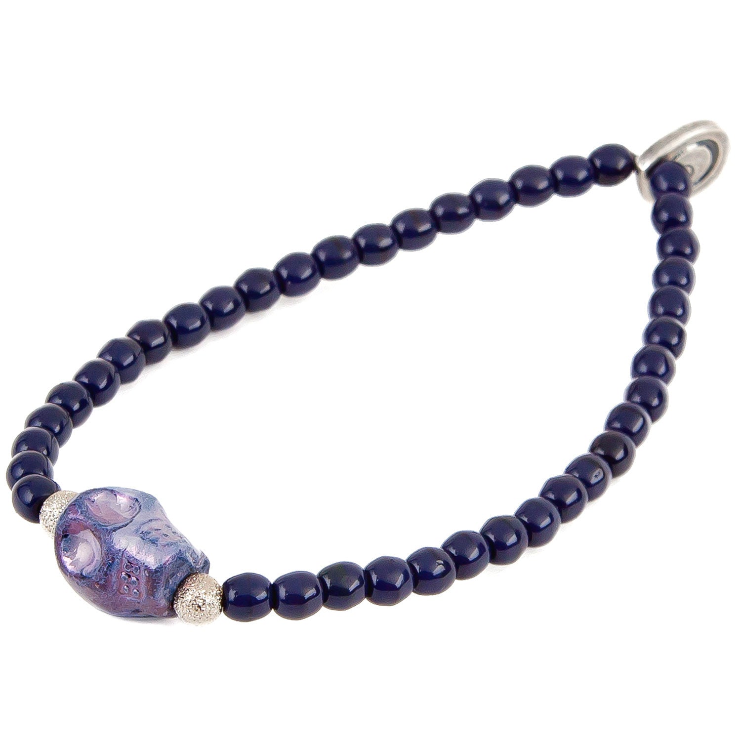 Dana Levy Mini Ceramic Skull Glass Bead Bracelet - Lilac