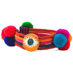 Dana Levy Neon Evil Eye Lucky Charm Pompom Bracelet - Neon Orange