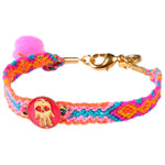 Dana Levy Neon Enamel Hamsa Hand Token Friendship Bracelet - Neon Pink