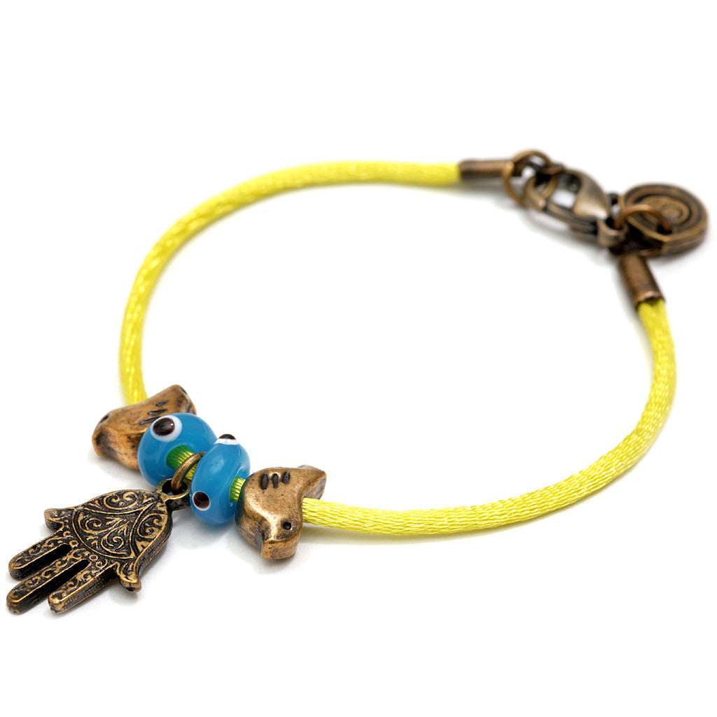 Dana Levy Peace & Protection Satin Cord Bracelet - Neon Yellow