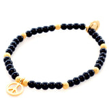 Dana Levy Peace Symbol Charm Gemstone Bracelet - Gold Black Onyx