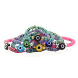 Dana Levy Multicolour Evil Eye Charm Shell Bracelets Pile