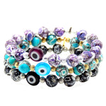 Dana Levy Multicolour Evil Eye Charm Stardust Cracked Agate Bracelet - Pile