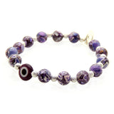 Dana Levy Multicolour Evil Eye Charm Stardust Cracked Agate Bracelet - Purple
