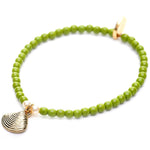 Dana Levy Scallop Sea Shell Glass Bead Bracelet - Olive
