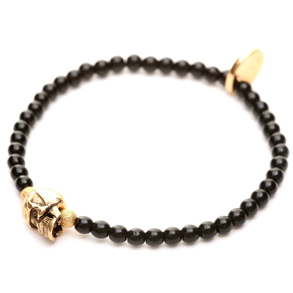Dana Levy Skull Charm Glass Bead Bracelet - Gold Black