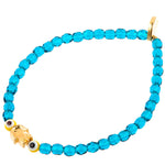 Dana Levy Solid Mini Hamsa Hand Evil Eye Faceted Glass Bead Bracelet - Gold Teal