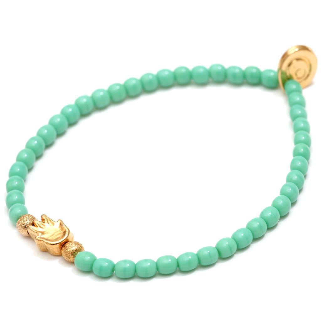 Dana Levy Solid Mini Hamsa Hand Glass Bead Bracelet - Aqua