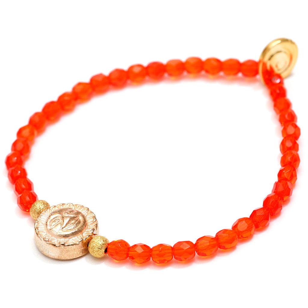 Dana Levy Sun Moon Charm Faceted Glass Bead Bracelet - Gold Orange