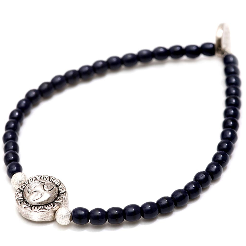 Dana Levy Sun Moon Charm Glass Bead Bracelet - Silver