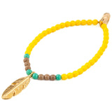 Dana Levy Tribal Feather Glass bead Bracelet - Gold 