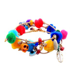 Dana Levy Rainbow Pompom Lucky Charms Leather Cord Bracelet - Gold