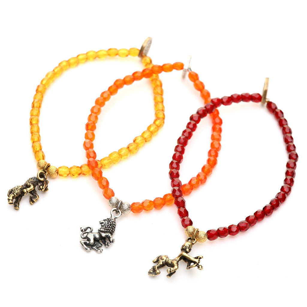 Dana Levy Zodiac Charm Faceted Glass Bead Bracelets - Fire Signs